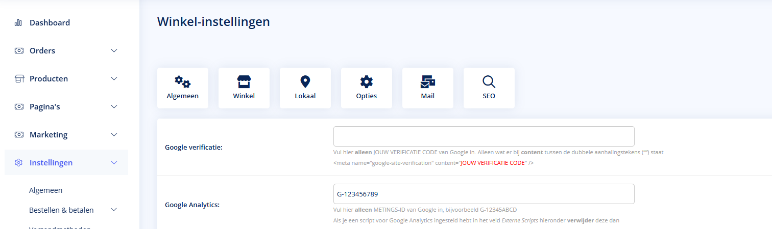 Hoe koppel ik mijn webwinkel aan Google Analytics? - Hoe koppel ik mijn webwinkel aan Google Analytics? Google Analytics meting ID opgeven