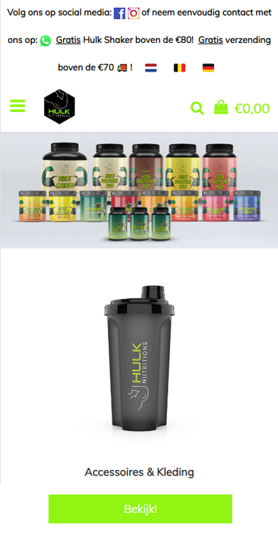 Hulk Nutritions Mobile - Homepagina