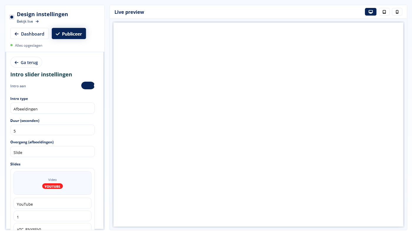 Designopties - Designopties Designopties - Customizer overzicht